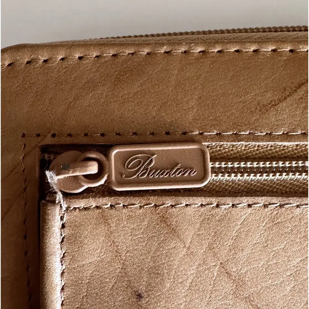 Buxton Heiress Pik Me Up Vintage Wallet Tan Checkbook Credit Card Continental